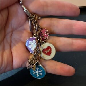 Coach Heart and Snowflake Charm Keychain